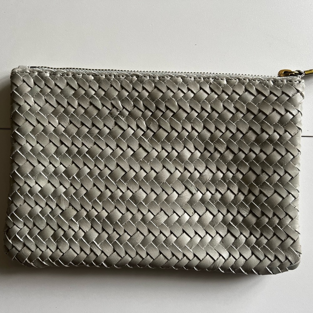 Madewell Woven Silver Clutch